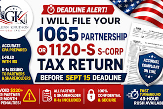 file your business 1065 partnership or 1120 s s corp tax return by irs deadline