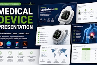 design medical device presentation, medtech product and healthcare slides