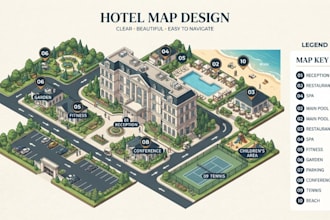 design illustrated 2d 3d isometric tourist, travel and destination map icons