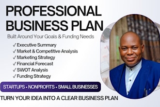 write a professional business plan for startups, nonprofits and businesses