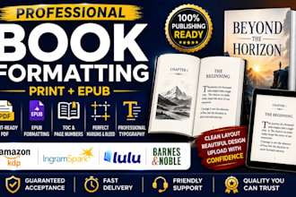 professionally format your book for kdp, ingramspark, lulu and barnes and noble