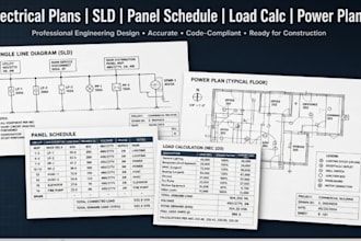 design electrical plans sld panel schedule load calculation and power plans