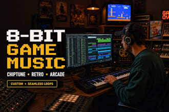 compose 8 bit music, chiptune, retro, arcade game music and seamless game loops