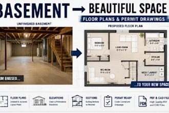 create basement finishing plans and permit drawings