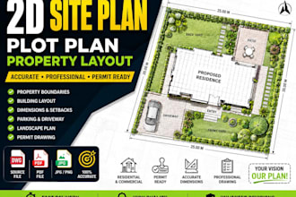 draw professional 2d site plan plot plan property layout and permit plan