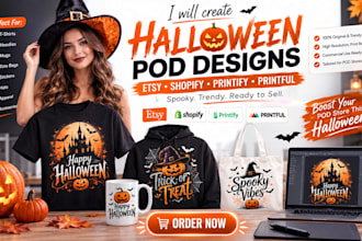 create halloween pod products for etsy shopify printify and printful