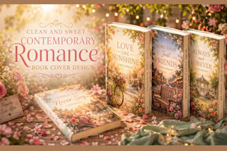 design a clean and sweet contemporary romance book cover for KDP