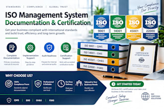 create iso 9001 14001,45001,22000 qms documentation and certification