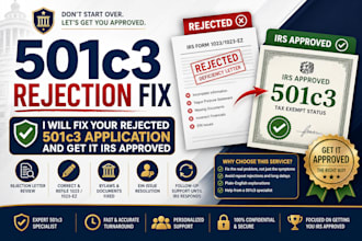 fix your rejected 501c3 application and get it irs approved
