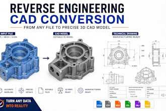 do 3d cad reverse engineering, cad conversion and 3d model from stl