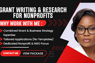 write and research grant proposals for nonprofits and ngos