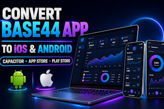 convert base44 to ios base44 to android using capacitor publish ios google play