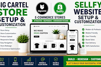 do big cartel store design, sellfy website design and ecommerce store