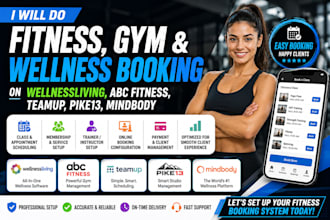 set up fitness gym booking on wellnessliving mindbody teamup pike13 abc fitness