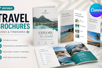 design editable canva travel brochures travel guides itineraries book article