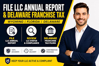 file US llc annual report for llc in wyoming, florida and delaware franchise tax