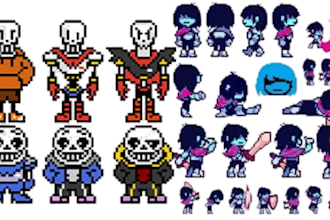 draw undertale sprite deltarune overworld sprite characterdesign pixel animation