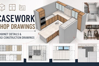 design casework shop drawings, cabinet details and cad construction drawings
