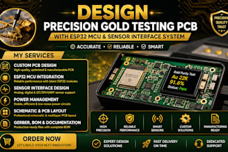 design precision gold testing pcb with esp32 mcu and sensor interface system