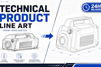 draw technical product line art from your sketch
