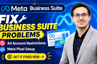 fix meta business suite problems, ad account restrictions and meta pixel setup