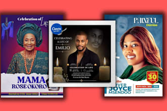 design funeral program, obituary flyer and memorial card