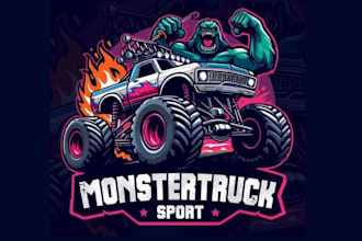 create high quality monster jeep logo with express delivery