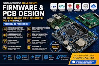 develop firmware and pcb design for stm32 arduino esp32 raspberry pi fpga iot