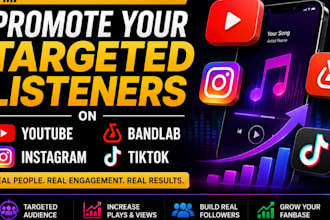 promote your targeted listeners on youtube, instagram, bandlab,tiktok