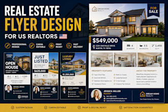 design professional real estate flyers for US agents and properties