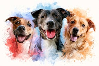 draw watercolor pet portrait