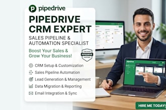 setup pipedrive CRM, sales pipeline, automation and lead management