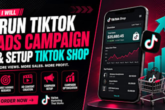 run tiktok account and tik tok shop product listing ads campaign