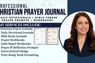 write, design, format christian daily devotional prayer journal canva workbook