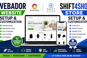 design webador website, shift4shop store and ecommerce website SEO optimize