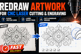 redraw artwork for cnc laser cutting and engraving