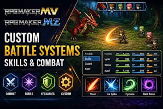 create custom rpg maker mv mz battle systems, skills and combat mechanics