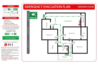 design fire emergency evacuation plan, map, diagram
