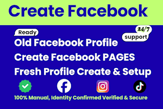 create fresh facebook account, old profile and page setup in 2hr