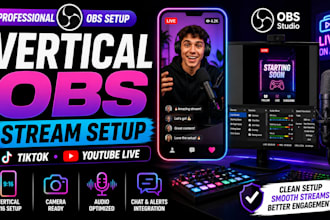 setup a professional vertical obs stream for tiktok and youtube live