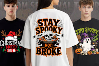 create unique halloween, christmas and seasonal t shirt designs