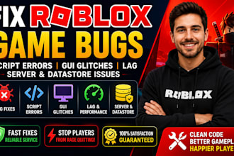 fix roblox game bugs, datastore script errors, gui glitches lag server vormac