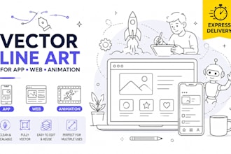 draw vector line art for app web and animation projects