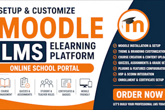 setup moodle website elearning platform lms school portal courses customization