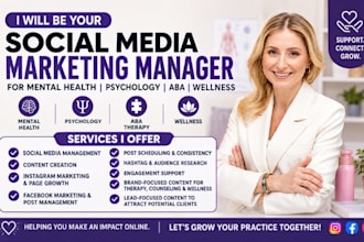 social media marketing manager for mental health therapy psychology wellness