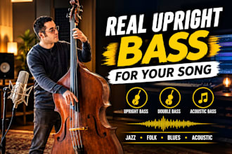 record professional upright acoustic bass or double bass track for your song