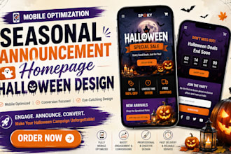build mobile optimization seasonal announcement homepage halloween design