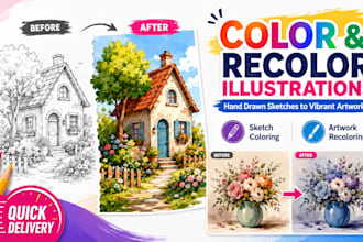 color your hand drawn sketch and recolor existing illustrations