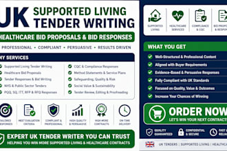 write UK supported living tenders and healthcare bids proposals