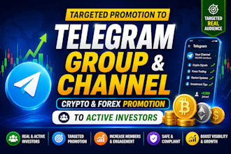 promote telegram group, channel, crypto, forex promotion to active investors